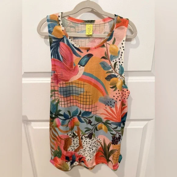 Rare Farm‎ Rio Brazil Exclusive Tank Top – Colorful Toucan & Fruit – Size Small